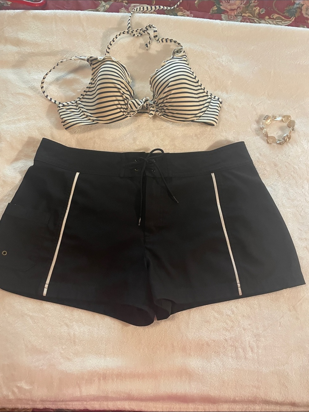 JAG Black w/White Piping Board Shorts, Swim Shorts, EUC, Sz M